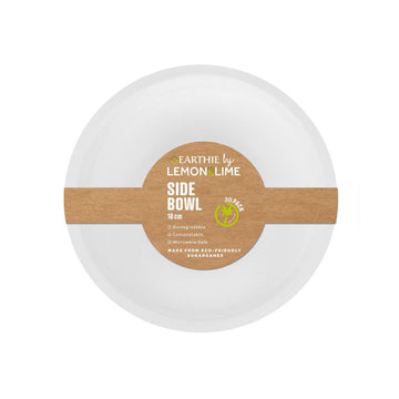 2 Pack x Lemon & Lime ECO Sugarcane Side Bowl White 30pc - 18cm